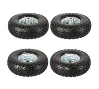 Yaheetech 10'' 4pcs Wheel for Wheelbarrow Sack Truck Hand Trolley Cart,PU Puncture Proof Solid 4.1/3.5-4 PU Pneumatic Tyre 16mm Bore Solid Trailer Tire, for Garden Trolley