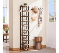 Yaheetech 10-Tier Rustic Shoe Rack Slim Freestanding Shoe Organizer For Entryway, Rustic Brown
