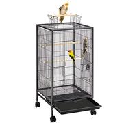 Yaheetech 100.5cm Iron Open-Top Bird Cage Parrot Cage with Rolling Stand for Parakeets Budgies Lovebirds Small-Sized Birds