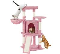 Yaheetech 107cm Cat Tree Cat Climbing Tower with Scratching Posts/Condo/Basket, kitten Activity Centre for Small/Medium Cats, Pink