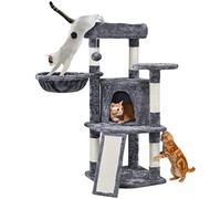 Yaheetech 107cm Cat Tree Climbing Tower with Scratching Posts/Condo/Basket, Kitten Activity Centre for Small/Medium Cats, Dark Grey