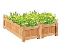 Yaheetech 110.5 × 40 × 35.5 cm Wooden Raised Garden Bed, Horticulture Wood Rectangular Garden Planter Outdoor, Raised Planter Box for Yard/Greenhouse/Vegetable/Flower/Herbs, Light Brown, 2pcs