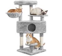 Yaheetech 117 cm Cat Tree for Indoor Cats with Large Top Perch, Light Grey | Cat Tower, Sisal Scratching Posts, Larger Condo, Cat Basket, Stable Structure
