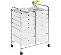 Yaheetech 12 Drawer Rolling Storage Cart Bin For Office Home White