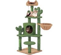 Yaheetech 135 cm Cactus Cat Tree w/Scratching Posts & Condo, Multi-Level Climbing Tower Activity Centrer Pet Furniture for Indoor Cats, Green/Brown