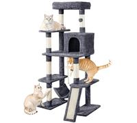 Yaheetech 137cm Large Cat Tree, Multi-Level Cat Play Tower with Scratching Posts Warm Condo Hammock, Plush Pet Furniture for Indoor Kittens, Dark Grey