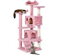Yaheetech 138.5cm Cat Tree Cat Tower Multilevel Pet Activity Tree Centre Pet Climbing House Condos Scratching Posts Ladder for Kittens, Pink