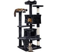 Yaheetech 138.5cm Cat Tree Tower Multilevel Cat Activity Tree Centre Pet Climbing House Condos Scratching Posts Ladder for Kittens, Black