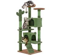 Yaheetech 138cm Cactus Cat Tree, Large Cat Tower for Indoor Cat, Scratching Posts Multi Level Cat Climbing Tree Play House Activity Centre w/Condo & Ball, Green/Brown