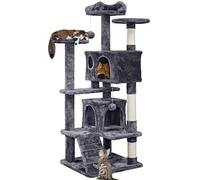Yaheetech 139cm Cat Tree for Indoor Cats with Scratching Posts, Dark Grey | Multilevel Cat Tower, 2 Condos, 3 Perches, Sisal Posts, Ladder, Safety Strap, for Small to Large Cats, FSC-Certified