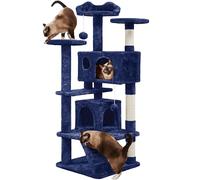 Yaheetech 139cm Cat Tree for Indoor Cats with Scratching Posts, Navy Blue | Multilevel Cat Tower, 2 Condos, 3 Perches, Sisal Posts, Ladder, Safety Strap, for Small to Large Cats, FSC-Certified