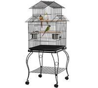Yaheetech 140cm Bird Cage Rolling Parrot Cage Budgie Cage with Triple Roof Top/Stand for Mid-Sized Parrots Cockatiel Parakeet Green Cheek Conure Caique Aviary Canary, Black