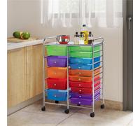 Yaheetech 15 Drawer Rolling Storage Cart Bin For Office Home Multicolor