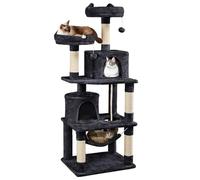 Yaheetech 158cm Multi-level Cat Tree Tower Large Kitten Scratching Posts with Condos/Perches/Hammock Broad-space Kitten Activity Centre, Black