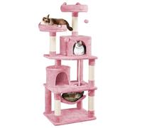 Yaheetech 158cm Multi-Level Cat Tree Tower Large Kitten Scratching Posts with Condos/Perches/Hammock Broad-Space Kitten Activity Centre, Pink