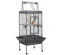 Yaheetech 174cm Bird Cage Metal Large Parrot Cage Play Top Budgie Cage for Canary Bird Aviary Cockatiel with Perch/Seed Guard/Stand and Wheels, Black