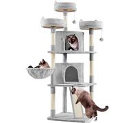 Yaheetech 175 cm Cat Tree with 7 Sisal Scratching Posts, Light Grey | Cat Tower for Indoor Cats, Multi-Level Cat Scratching Post, 2 Condos, 3 Top Perches, Scratching Board, FSC-certified