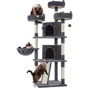 Yaheetech 175cm Multi-Level Cat Tree, Large Climbing Tower with Sisal-Covered Platforms Scratching Board & Scratching Posts, Cozy Perches, Stable Pet Bed Furniture for Indoor Cats/Kittens, Dark Grey