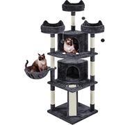 Yaheetech 175cm Multi-Level Cat Tree, Large Climbing Tower with Sisal-Covered Platforms Scratching Board & Scratching Posts, Cozy Perches, Stable Pet Bed Furniture for Indoor Cats/Kittens, Black