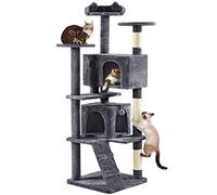 Yaheetech 178cm Cat Tree for Indoor Cats with Scratching Posts, Dark Grey | Multilevel Cat Tower, 2 Condos, 3 Perches, Sisal Posts, Ladder, Safety Strap, for Small to Large Cats, FSC-Certified