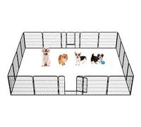 Yaheetech 18-Panel Heavy-Duty Metal Pet Playpen with Door, 80cm Foldable Portable Indoor/Outdoor Fence for Dogs, Cats, Rabbits, Small to Large Pets, Black
