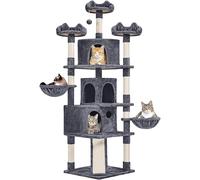 Yaheetech 194 cm Large Cat Tree for Indoor Cats with 3 Condos, Dark Grey | Multi Level Cat Tower, 9 Scratching Posts, 3 Top Perches, 2 Baskets, Heavy Duty Base 55.5 x 55.5cm, FSC-certified