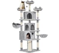 Yaheetech 194 cm Large Cat Tree for Indoor Cats with 3 Condos, Light Grey | Multi Level Cat Tower, 9 Scratching Posts, 3 Top Perches, 2 Baskets, Heavy Duty Base 55.5 x 55.5cm, FSC-certified