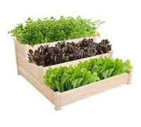 Yaheetech 1Pcs 3 Tier Wooden Raised Garden Bed, 120 x 230 x 56cm, Wood | Natural Fir Wood | Open-Bottom Design | Large Capacity Makes Healthy Growing| DIY Painting | For Backyard, Patio, Garden