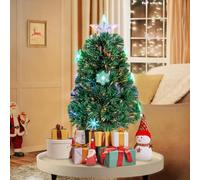 Yaheetech 1Pcs Fibre Optic Christmas Tree, Multicolor Lights, 2ft, Green | 60cm Tabletop Artificial Xmas Tree | 50 Branch Tips | Colorful Flashing Lights | Festival & Home & Office Decoration