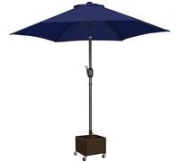 Yaheetech 2.3m Garden Parasol Umbrella Patio Table Umbrella Outdoor Tilting Crank & Handle Parasol with 12kg Fillable Umbrella Base Stand - Navy Blue