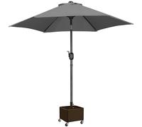 Yaheetech 2.3m Garden Parasol Umbrella Patio Table Umbrella Outdoor Tilting Crank & Handle Parasol with 12kg Fillable Umbrella Base Stand - Gray