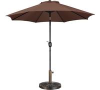 Yaheetech 2.7m Garden Parasol Umbrella Patio Table Umbrella Outdoor Tilting Crank & Handle Parasol with 14kg Resin Base Stand Brown