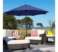 Yaheetech 2.7M Navy Blue Patio Parasol Umbrella W/ Push Button Tilt And Crank