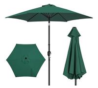 Yaheetech 2.7M Round Garden Parasol Umbrella Outdoor Sun Shade with Tilt & Crank Handle for Patio, Balcony, Deck, Pool and Beach - Dark Green