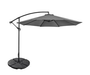 Yaheetech 2.9m Cantilever Garden Parasol with 4pcs Fillable Base Weight Banana Hanging Umbrella Offset Parasol with Crank Handle and Tilt Grey