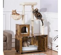 Yaheetech 2-In-1 Large Cat Tree Furniture With Table Rustic Brown