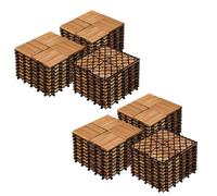 Yaheetech 2 Pack Acacia Wood Interlocking Patio Deck Tiles, Waterproof Solid Flooring Tiles for Indoor Outdoor, 31 cm W × 31 cm L Garden Deck for Patio Garden Poolside All Weather Use, Total 54pcs