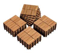 Yaheetech 2 pack Tiles, Waterproof Acacia DIY Furniture Deck Tiles for Flooring, Plastic Interlocking Wooden floors Tiles 54 pcs for Outdoor Indoor, 30 cm W × 30 cm L Patio Garden Deck Poolside, Wood