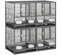 Yaheetech 2-Tiers Stackable Wide Bird Cage Divided Breeder Cage for Small Birds Lovebirds Finch Canaries Parakeets Cockatiels Budgies Black