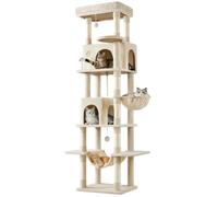 Yaheetech 210cm Heavy Duty Cat Tree for Indoor Cats, Large Perch, Beige