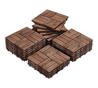 Yaheetech 27 Pcs Decking Tiles 30×30cm Plastic Interlocking Flooring Tiles Deck Tiles Waterproof & Non-Slip for Outdoor & Indoor Patio Garden Balcony Poolside,Brown