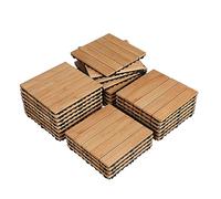 Yaheetech 27 Pcs Decking Tiles Flooring Tiles Interlocking Fir Wood Deck Tiles Indoor & Outdoor for Patio Garden Poolside 30×30cm- Natural Wood