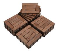 Yaheetech 27Pcs Brown Composite Decking Tiles Fir Wooden Floor Tiles 30Cm X 30Cm