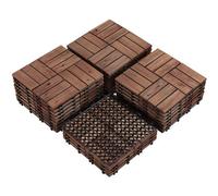 Yaheetech 27Pcs Brown Interlocking Deck Tiles Fir Wood Flooring Tiles 30Cm X 30Cm