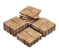Yaheetech 27Pcs Natural Wood Interlocking Deck Tiles 30Cm X 30Cm