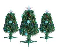Yaheetech 2ft Fibre Optic Tabletop Christmas Tree with Multicolor Snow Flake Lights Prelit Artificial Xmas Tree Holiday Decoration for Home/Office 3Pack