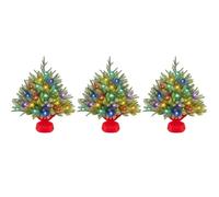 Yaheetech 2ft Pre-lit Mini Christmas Tree, 35 Color LED Lights, 3 Pack | Tabletop Artificial Tree | Multicolor LED Lights, 62 PE Branch Tips, Cement Base | For Holiday Party Home Decor, Green