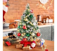 Yaheetech 2Ft Prelit Frosted Tabletop Mini Artificial Christmas Tree With Cement Base