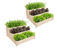 Yaheetech 2Pcs 3 Tier Raised Garden Bed Wooden Plant Raised Bed Elevated Planter Box Kit for Flowers/Vegetables/Herbs, 120 x 120 x 56cm