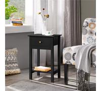 Yaheetech 2Pcs Black High Quality Wood Bedside End Table Nightstand With Drawer